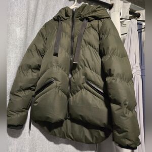 Olive Hooded Puffer Jacket - Women's Coat